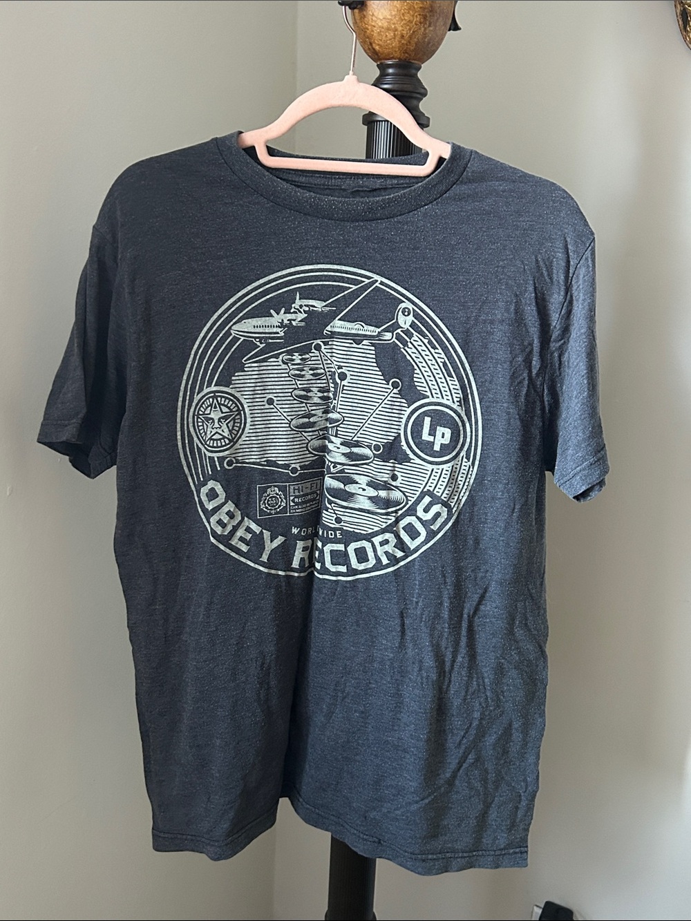 Obey Charcoal Gray Obey Records Graphic Tee
